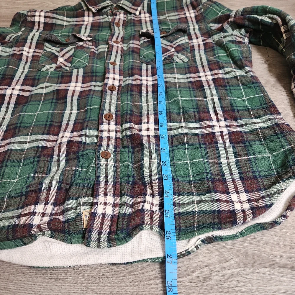 True Religion Green Shirt Size M Plaid Thermal Lined Workwear Flap Pockets Thick